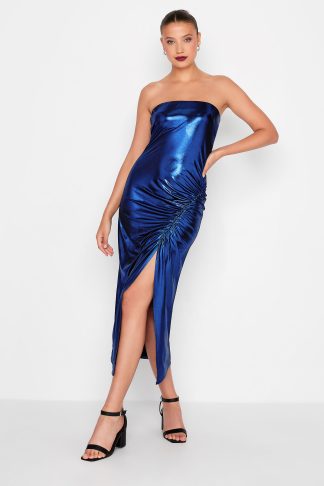 Lts Tall Blue Two Tone Metallic Midi Dress 14 Lts | Tall Women's Party Dresses