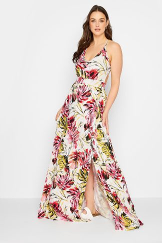 Lts Tall Pink Leaf Print Split Maxi Dress 10 > T Lts | Tall Women's Maxi Dresses