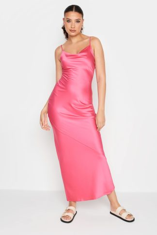 Lts Tall Hot Pink Satin Maxi Slip Dress 24 Lts | Tall Women's Maxi Dresses