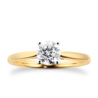 18ct Yellow Gold 0.70ct Diamond Solitaire Engagement Ring - Ring Size O