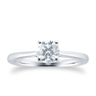 Platinum 0.70ct Round Solitaire Engagement Ring - Ring Size N