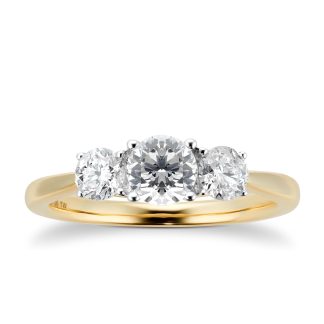 18ct Yellow Gold 1.00cttw Diamond Three Stone Engagement Ring - Ring Size I
