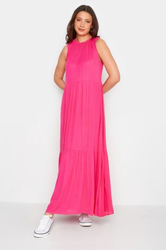 Lts Tall Bright Pink Tiered Maxi Dress 12 Lts | Tall Women's Maxi Dresses