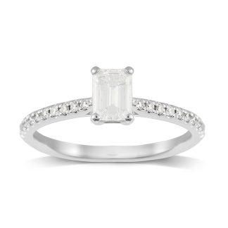 Constance Platinum Emerald Cut 0.64cttw Engagement Ring - Ring Size R