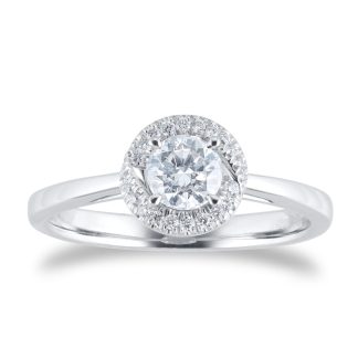 Platinum Brilliant Cut 0.55cttw Goldsmiths Brightest Diamond Halo Engagement Ring - Ring Size M
