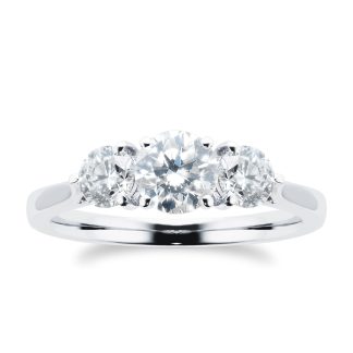 18ct White Gold Diamond Three Stone Engagement Ring