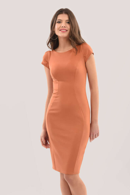 Closet London Rust Jersey Bodycon Dress