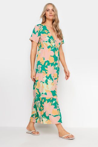 Lts Tall Green Floral Tiered Midi Dress 26 Lts | Tall Women's Summer Dresses