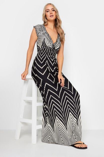 Lts Tall Black Chevron Maxi Dress 10 Lts | Tall Women's Maxi Dresses