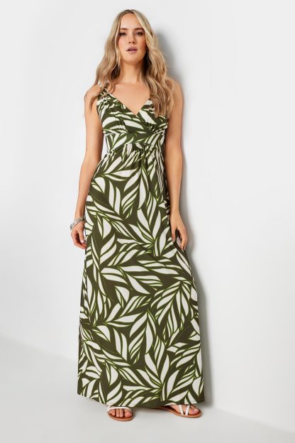 Lts Tall Olive Green Leaf Print Maxi Dress 16 Lts | Tall Women's Maxi Dresses