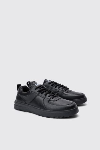 Mens Chunky Rope Lace Trainers In Black, Black