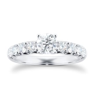 18ct White Gold 1.00ct Diamond Set Shoulder Engagement Ring - Ring Size P