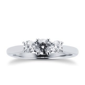 18ct White Gold Silhouette 0.60cttw 3 Stone Engagement Ring - Ring Size P