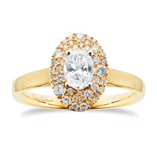 18ct Yellow Gold 0.75cttw Oval Halo Engagement Ring - Ring Size K