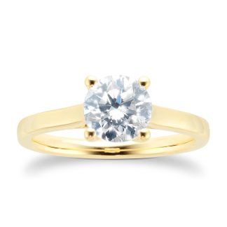 18ct Yellow Gold 1.50cttw Diamond Solitaire Engagement Ring - Ring Size K