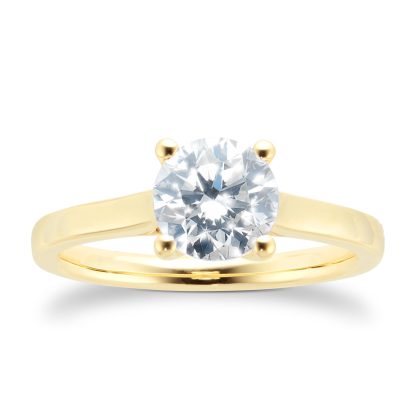 18ct Yellow Gold 1.50cttw Diamond Solitaire Engagement Ring - Ring Size K