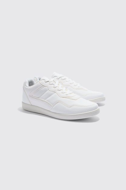 Mens Multi Panel Sole Trainers In White, White