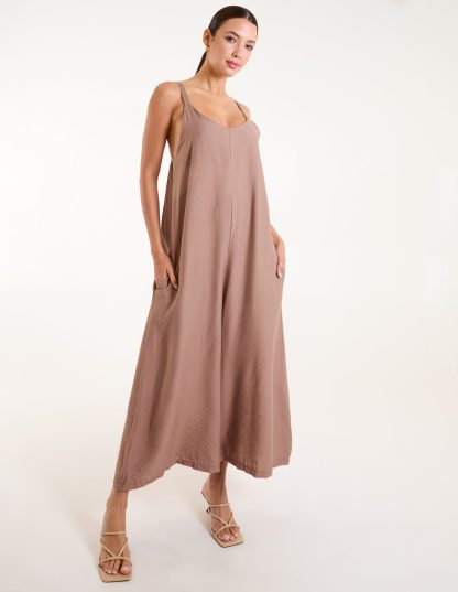 Wide Leg Jumpsuit - ONE / MOCHA