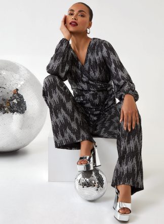 Wrap Tie Jumpsuit - 8 / SILVER