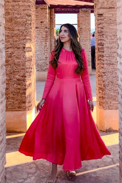 Closet London Coral Pink Full Skirt Midi Dress