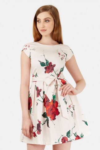 Closet London Multi Bow Tie Front Floral Pleat Dress