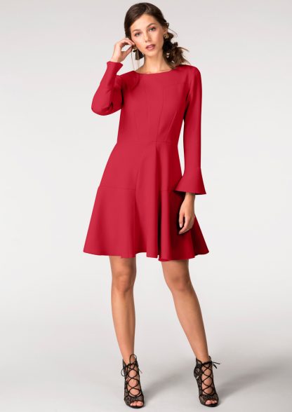 Closet London Red Panelled Volant Skirt Dress