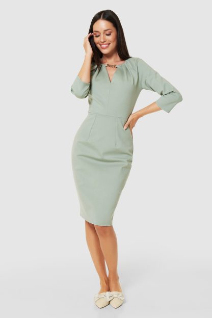 Closet London Sage Green Pencil Dress