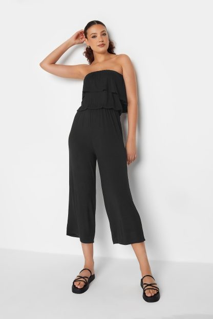 Lts Tall Black Frill Bandeau Jumpsuit 14-16 Lts | Tall Women's Jumpsuits