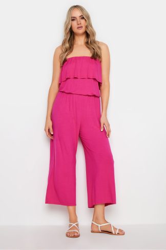 Lts Tall Hot Pink Frill Bandeau Jumpsuit 14-16 Lts | Tall Women's Jumpsuits