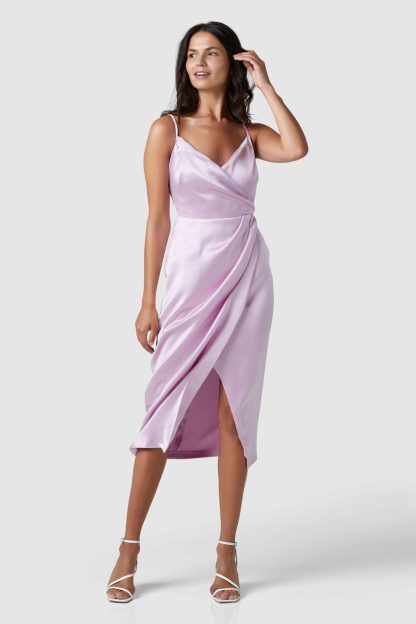 Closet London Lilac Purple Cami Wrap Midi Dress