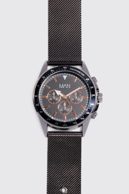 Mens Metallics Original Man Mesh Strap Watch, Metallics