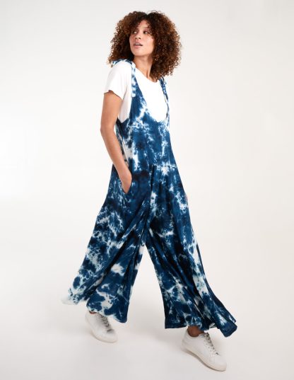 Tie Dye Wide Leg Jumpsuit - ONE / NAVY