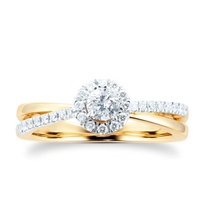 18ct Yellow Gold 0.40ct Round Halo Engagement Ring