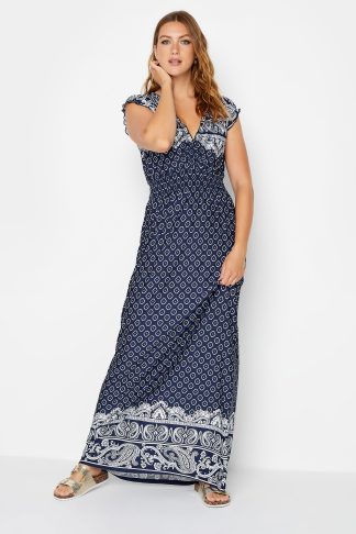 Lts Tall Navy Blue Paisley Maxi Dress 18 Lts | Tall Women's Maxi Dresses