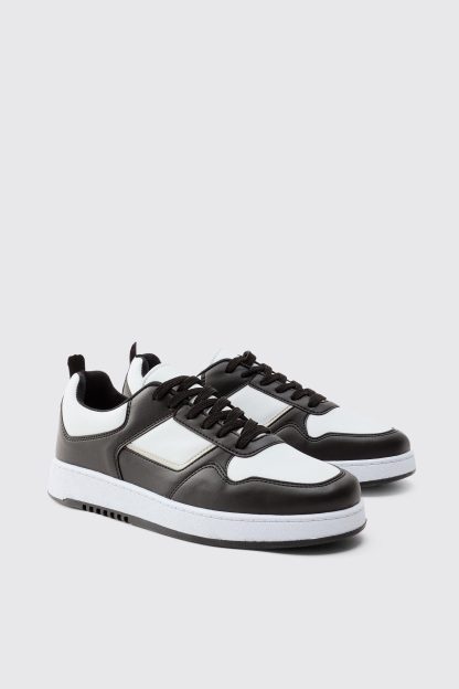 Mens Contrast Chunky Trainers In Black, Black