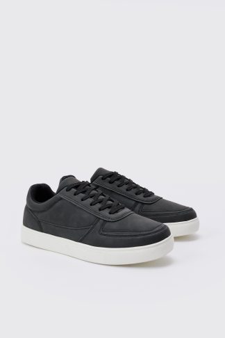 Mens Smart Chunky Sole Trainers In Black, Black