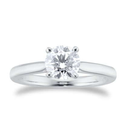 Platinum 1.00ct Diamond Round Solitaire Engagament Ring - Ring Size I