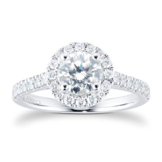 Platinum 1.30ct Diamond Halo Engagement Ring