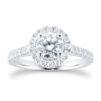 Platinum 1.30ct Diamond Halo Engagement Ring