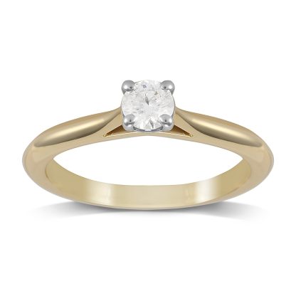 Silhouette 18ct Yellow Gold 0.50ct Diamond Engagement Ring - Ring Size O