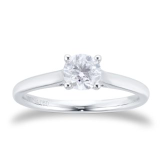 9ct White Gold 0.50ct Diamond Solitaire Engagement Ring - Ring Size P