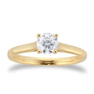 9ct Yellow Gold 0.50ct Diamond Solitaire Engagement Ring - Ring Size I