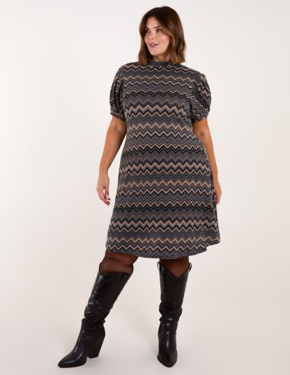 Curve Zig Zag Smock Dress - 26/28 / MULTI