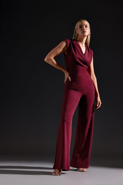 Lts Tall Burgundy Red Cross Over Jumpsuit 14 Lts | Tall Women's Jumpsuits