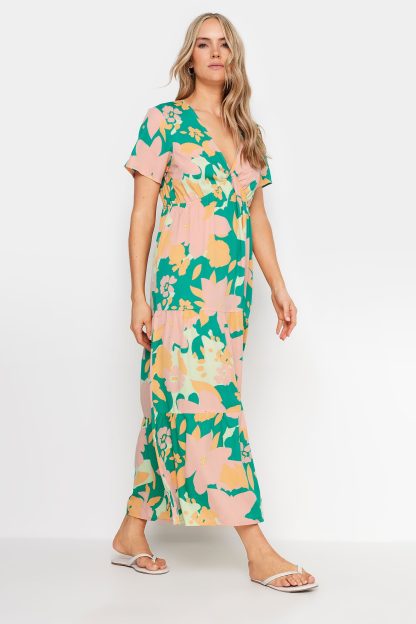 Lts Tall Green Floral Tiered Midaxi Dress 26 Lts | Tall Women's Summer Dresses