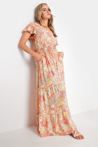 Lts Tall Yellow Floral Print Maxi Dress 12 Lts | Tall Women's Maxi Dresses