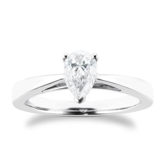 Platinum 0.50ct Pear Cut Solitaire Engagement Ring - Ring Size P