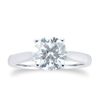 Platinum 2ct Diamond Solitaire Engagement Ring - Ring Size L