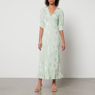 Rixo Zadie Floral-Jacquard Satin Dress