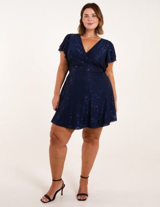 Curve Mesh Wrap Dress - 18/20 / NAVY